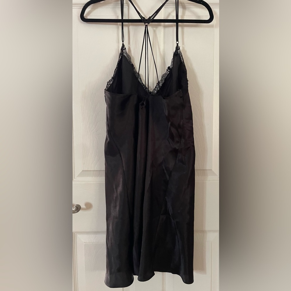Lilac & London Classic Black Satin Lace Slip Dress - Women Intimates & Sleepwear